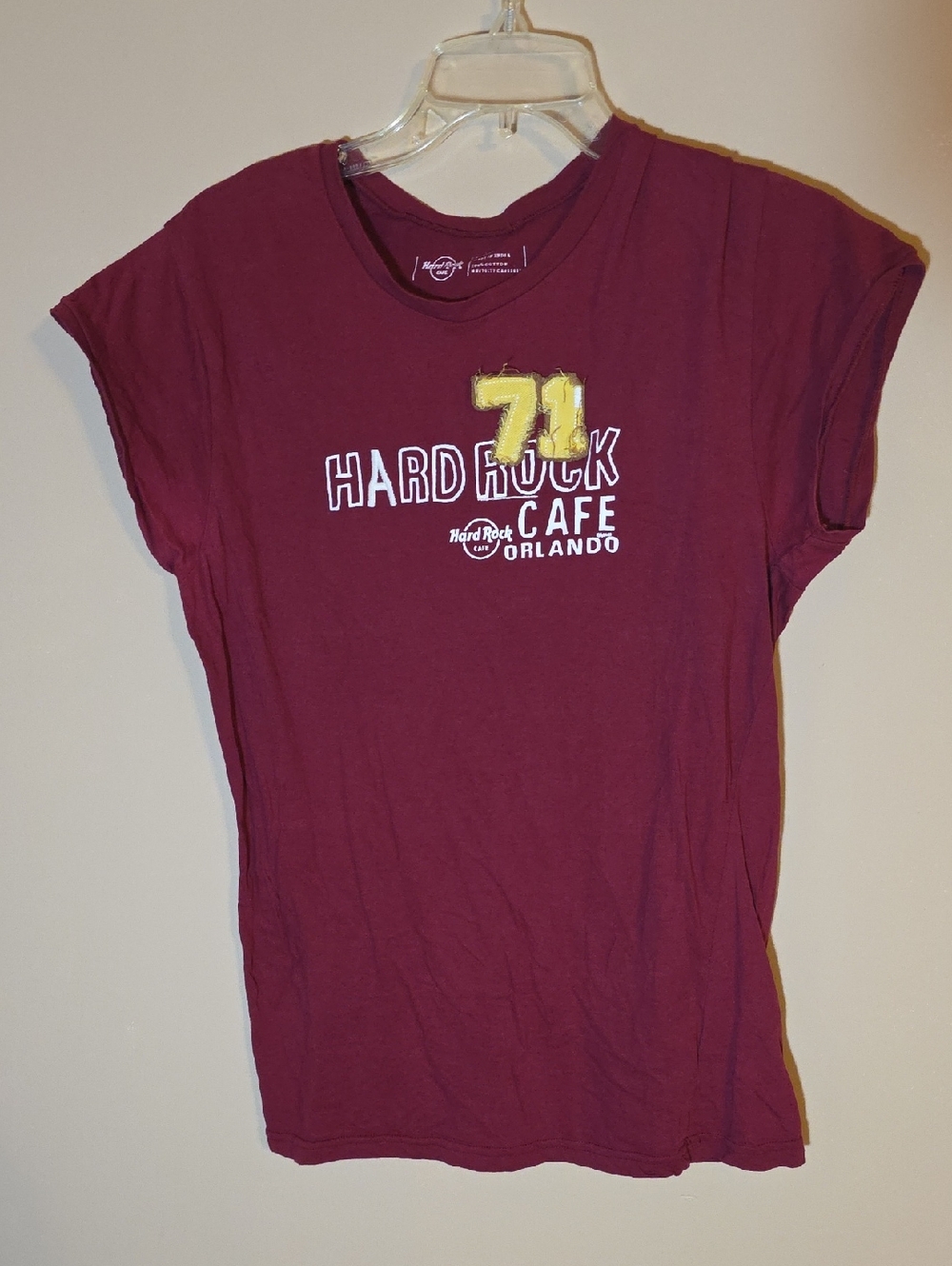 Womens Hard Rock Cafe Orlando Burgandy Short Sleeved Tshirt Size XL